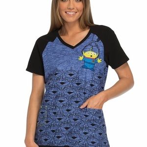 CHEROKEE Disney Toy Story V-Neck Scrub Top Size L